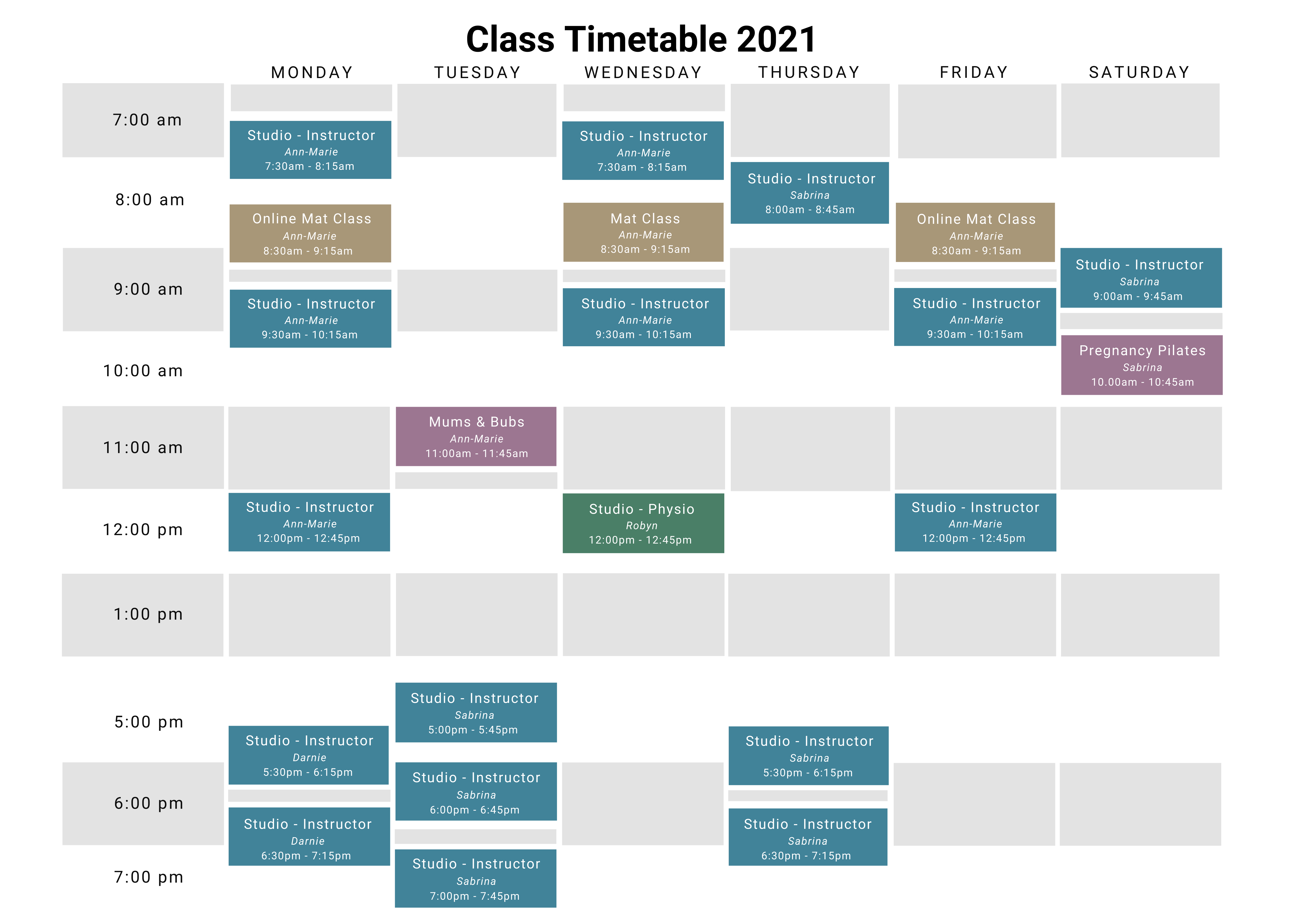 Pilates Timetable(2)