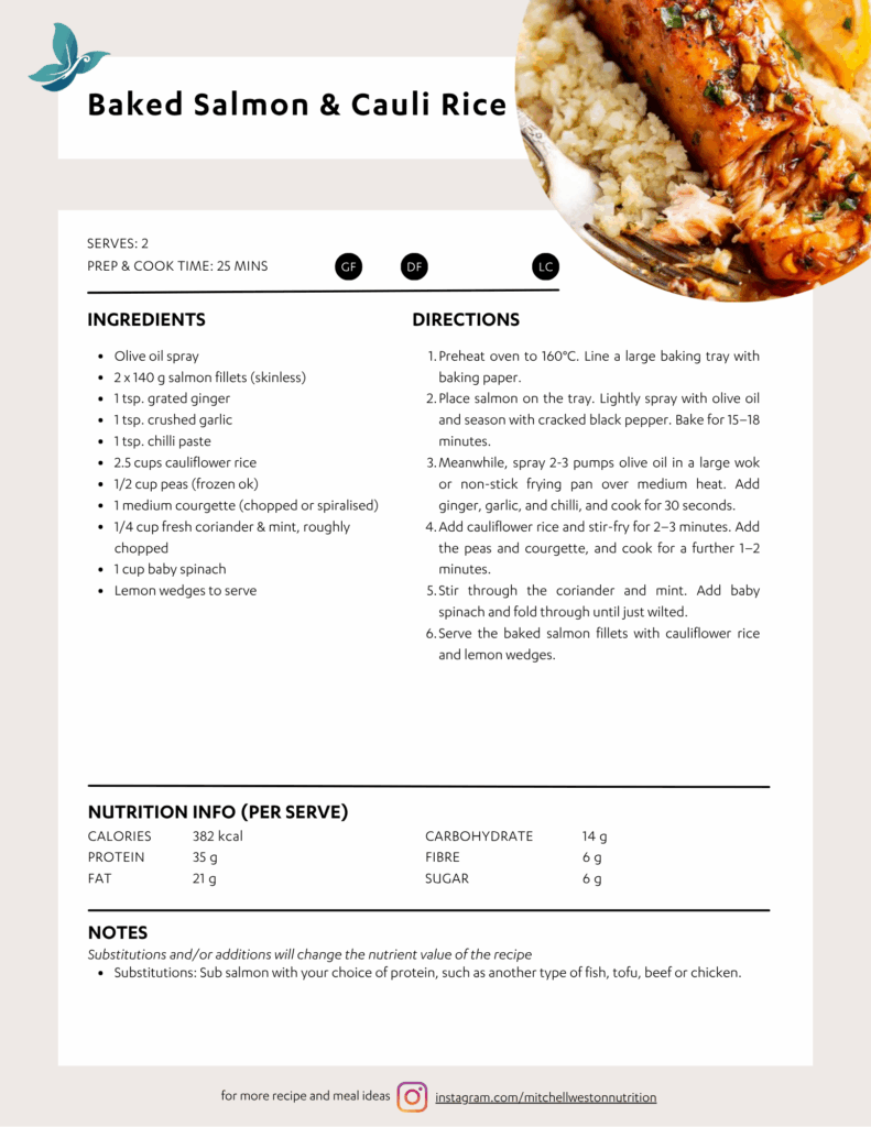 Baked salmon & cauli rice