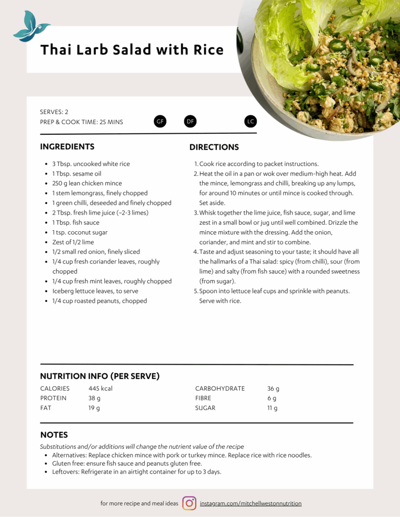 Thai larb salad with rice